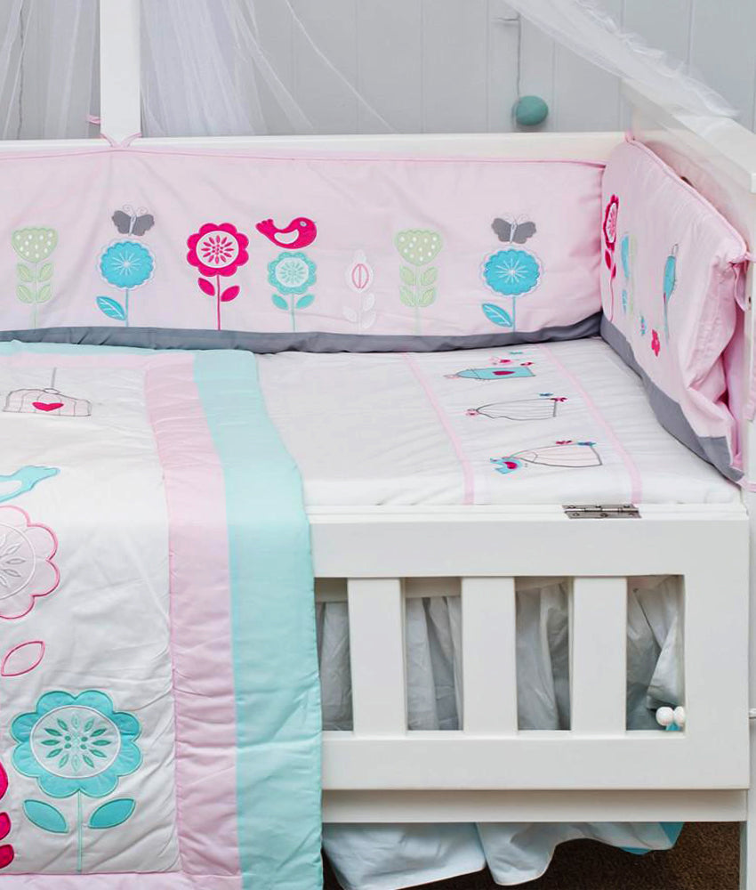 Elegant Smockers LK | Baby Cot Bumpers – Birds Love Theme | Sri Lanka