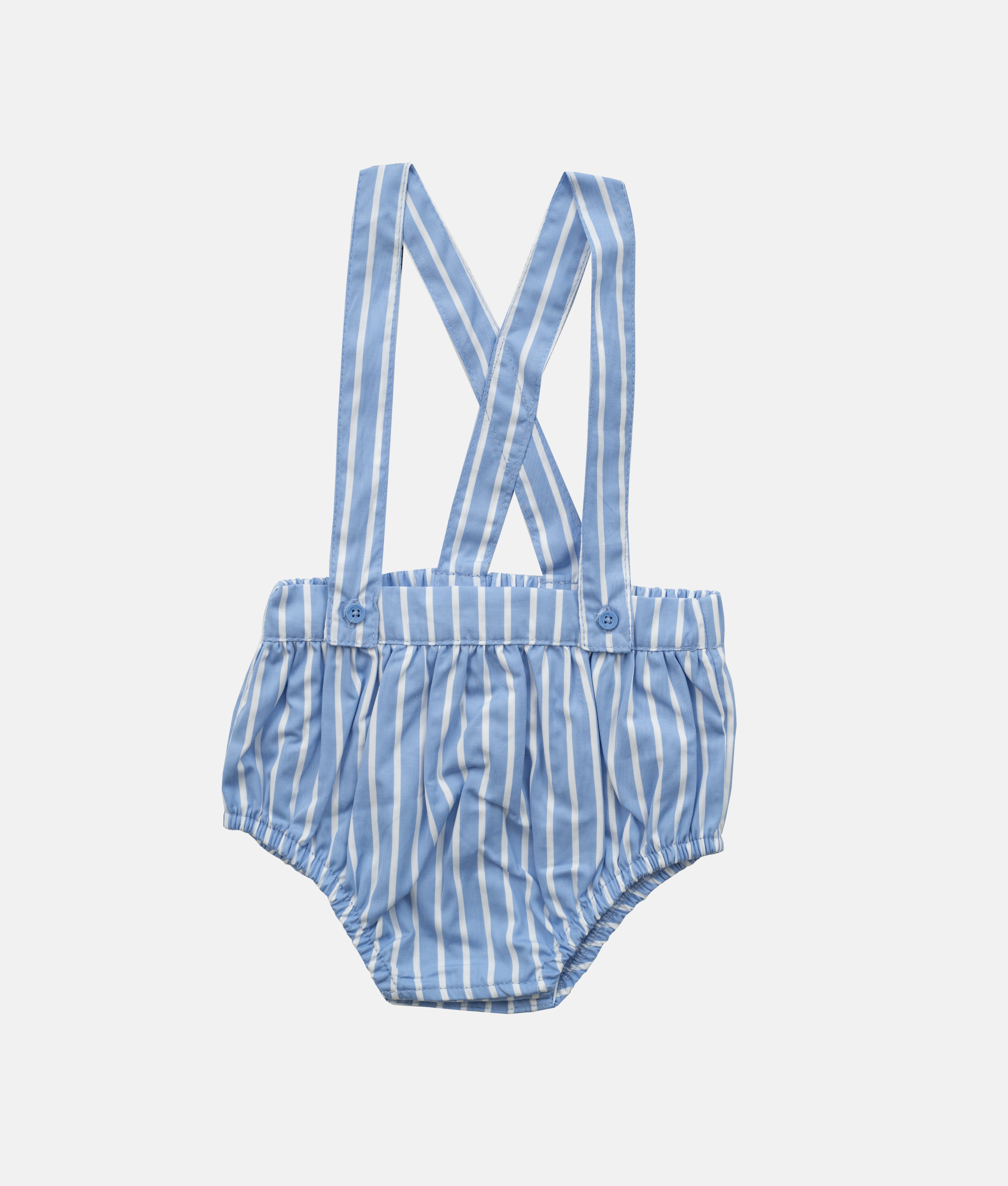 Elegant Smockers LK | Baby Bloomers with Straps - Blue Stripes | Sri Lanka
