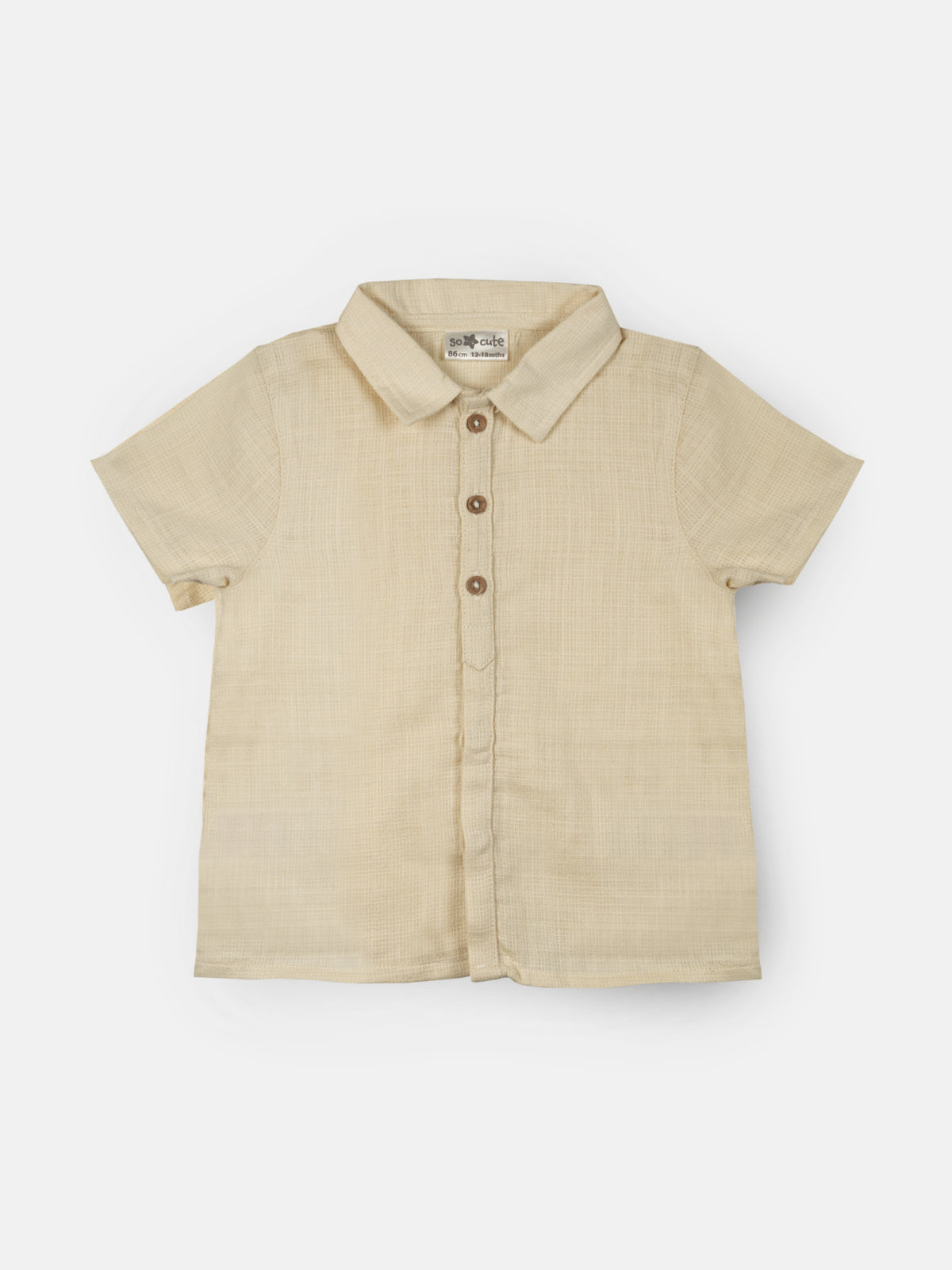 Elegant Smockers LK | Boys Waffle Cotton Short Sleeve Shirt - Ivory | Sri Lanka