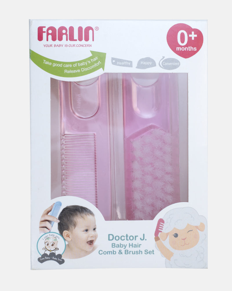 Elegant Smockers LK | Farlin Baby Comb & Brush Set- Pink - 0m+ | Sri Lanka