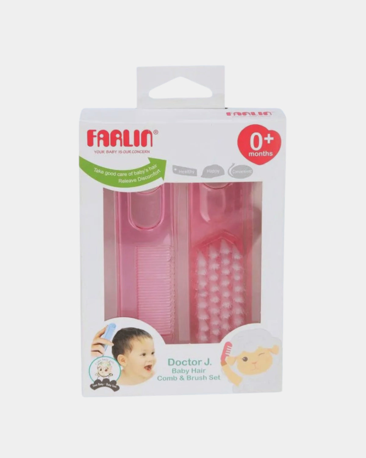 Elegant Smockers LK | Farlin Baby Comb & Brush Set- Pink - 0m+ | Sri Lanka