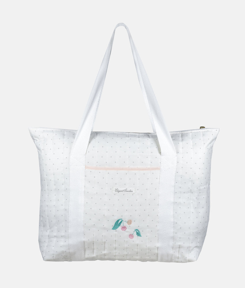 Elegant Smockers LK | Quilted Baby Diaper Tote Bag – Cherry Theme | Sri Lanka