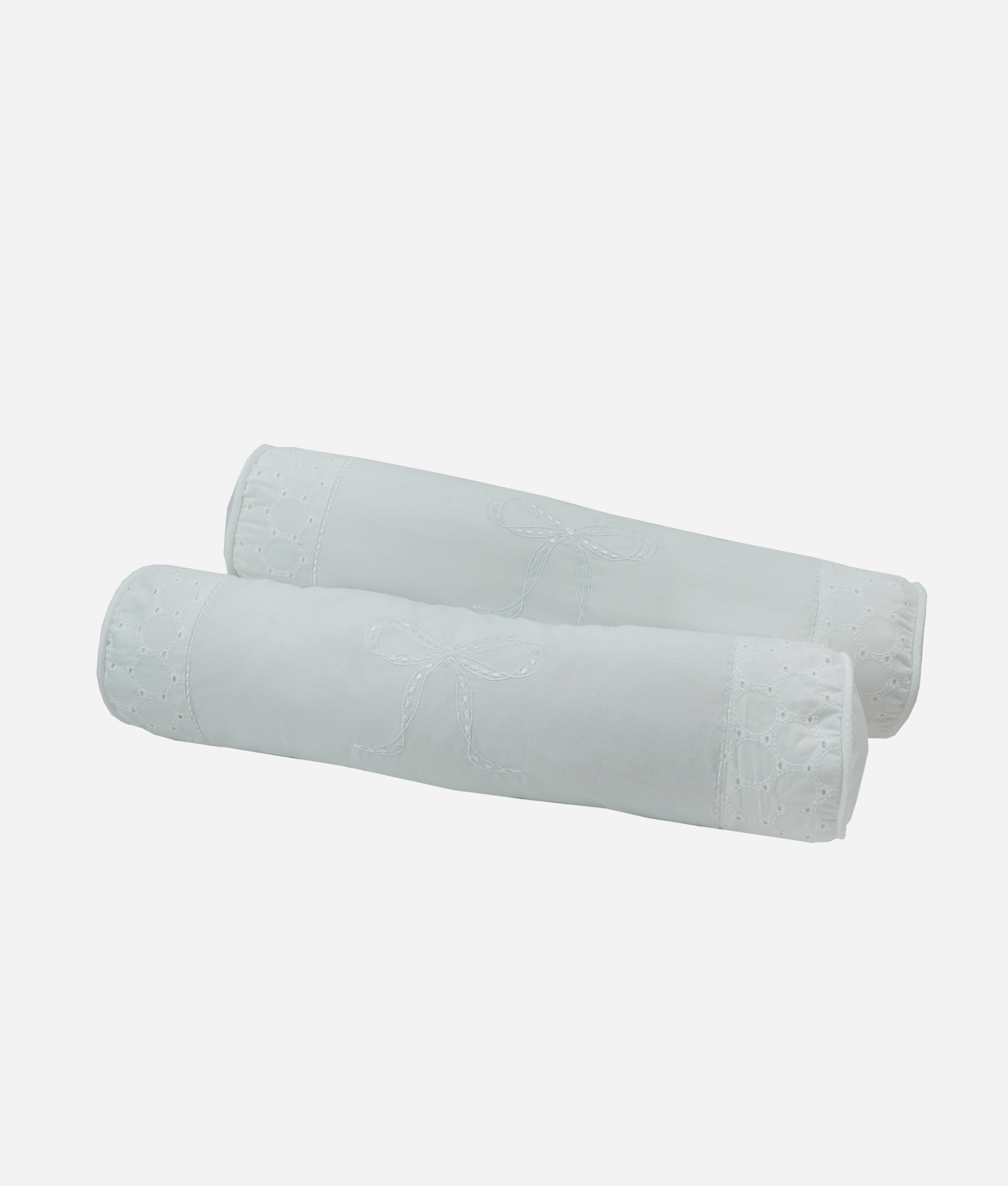 Elegant Smockers LK | Baby Bolster Pillow Cover – Classic White Theme | Sri Lanka 