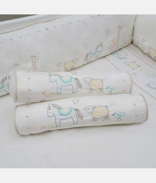 Elegant Smockers LK | Baby Bolster Pillow Cover – Farmyard Friends Theme | Sri Lanka 