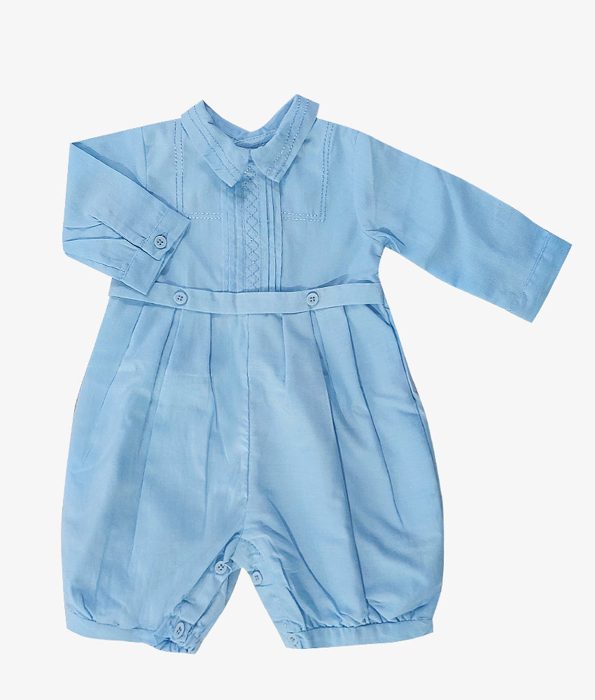Elegant Smockers LK | Christening Baby Romper - Blue (Pre-Order) | Sri Lanka 