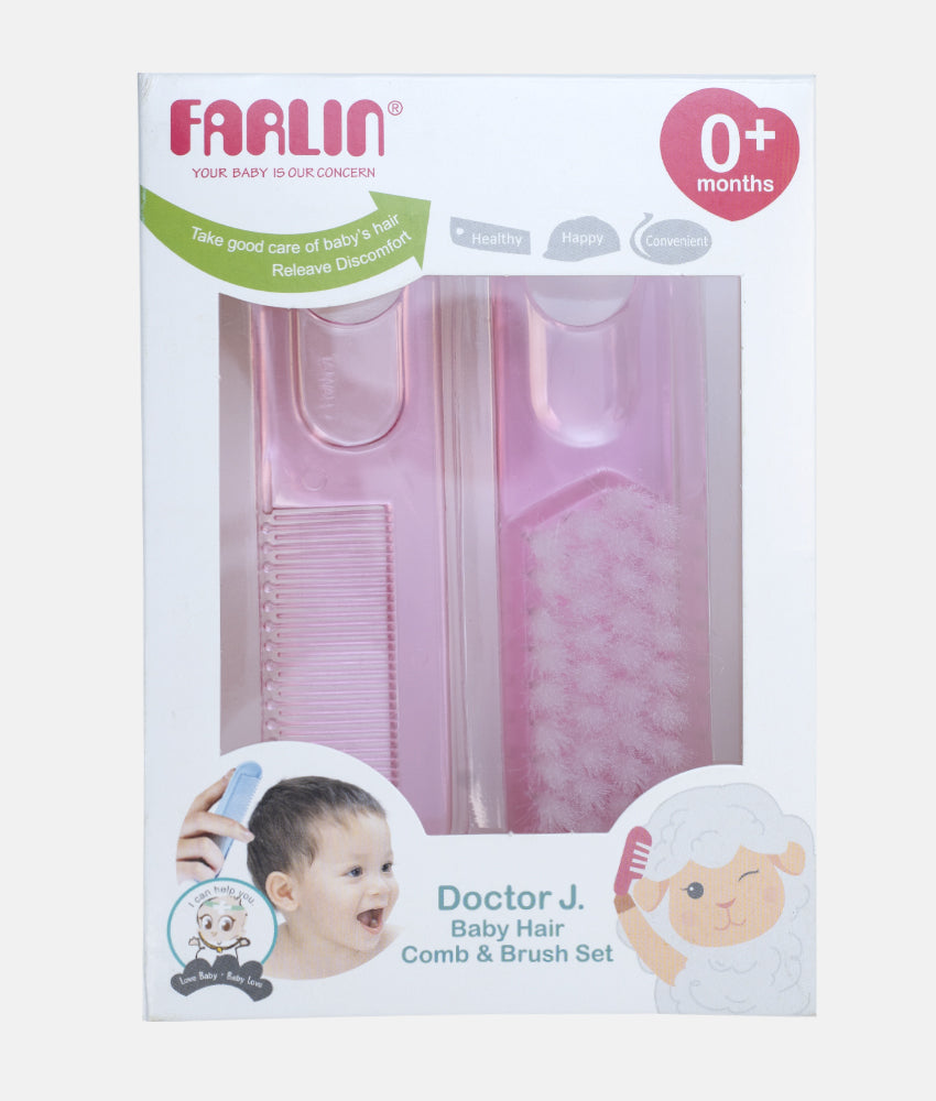 Elegant Smockers LK | Farlin Baby Comb & Brush Set- Pink - 0m+ | Sri Lanka 