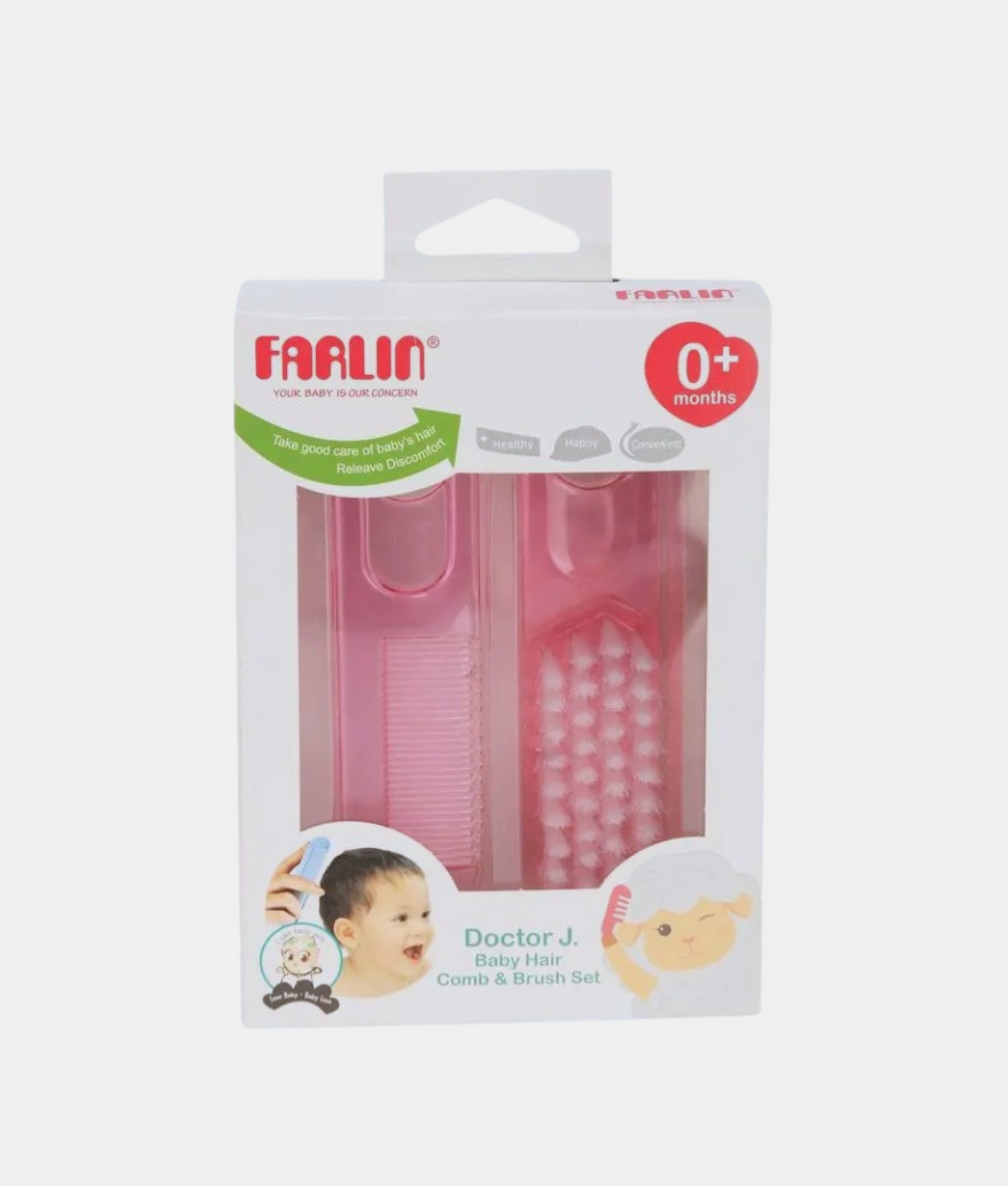 Elegant Smockers LK | Farlin Baby Comb & Brush Set- Pink - 0m+ | Sri Lanka 