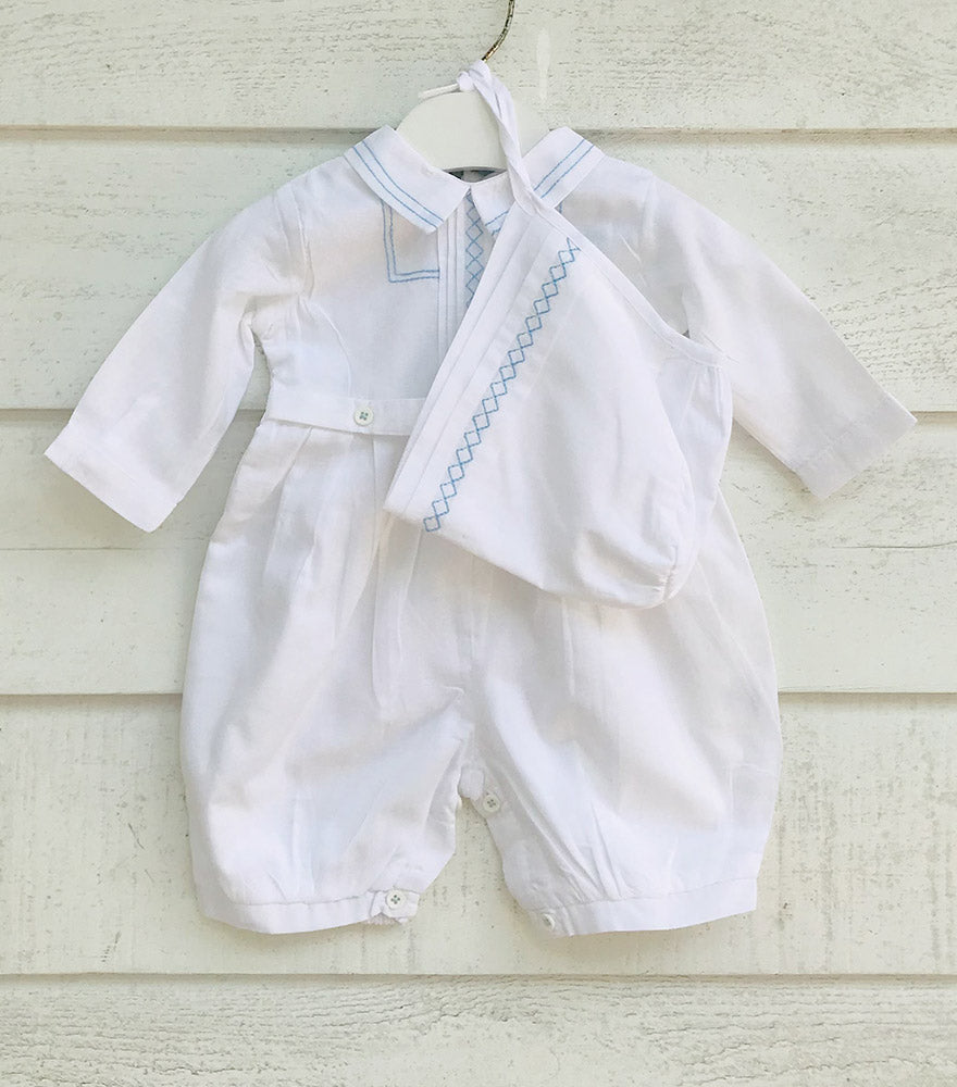 Elegant Smockers LK | Celebration Baby Romper & Cap Set - White (Pre-Order) | Sri Lanka 