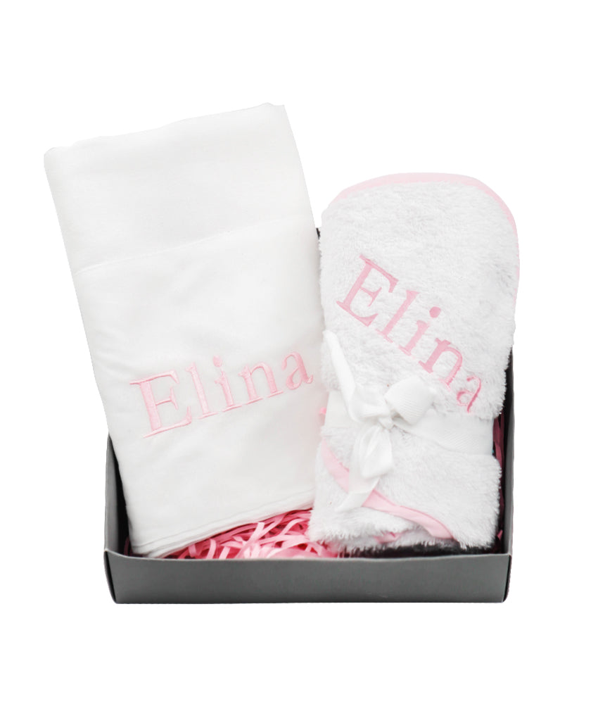 Elegant Smockers LK | Personalised Towel Gift Set - Baby Pink | Sri Lanka 